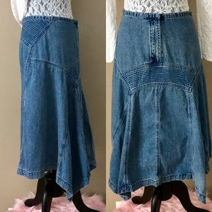 Vintage 90s Jeanology Denim Jean Paneled Skirt